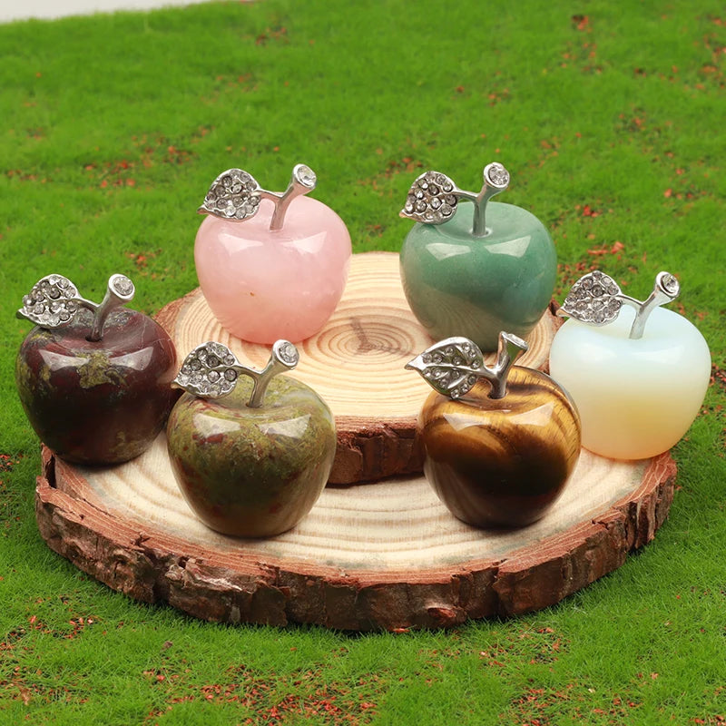 Tiger Eye Apple Figurine Crystal Love Fruit Healing Stone Gemstone DIY Home Decor, Meditation Ornament Feng shui Gift Home Decor