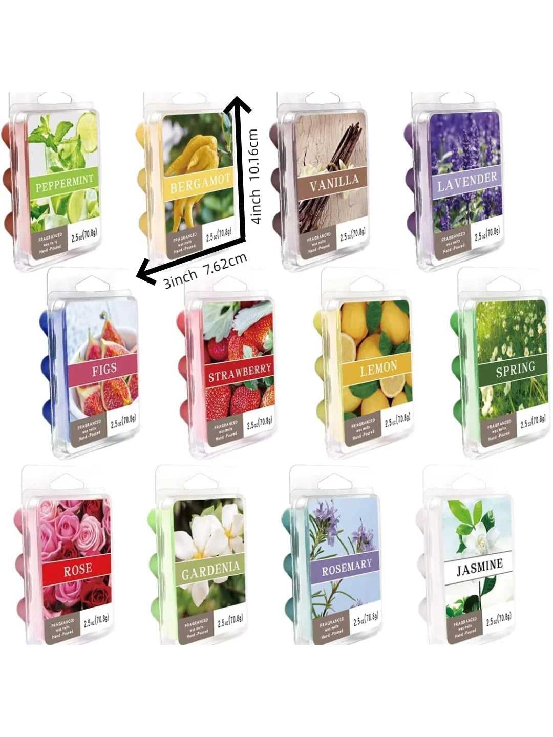 12 Pieces of Heart-Shaped Natural Soy Wax, Candle Melt, Aromatherapy Wax Melt, Mother's Day Gift Decoration, Roses, Lavender, Jasmine, Cherry, Spa Relaxation, Bathing, Yoga, Suitable for Aromatherapy Heater, Air Freshener, Ho