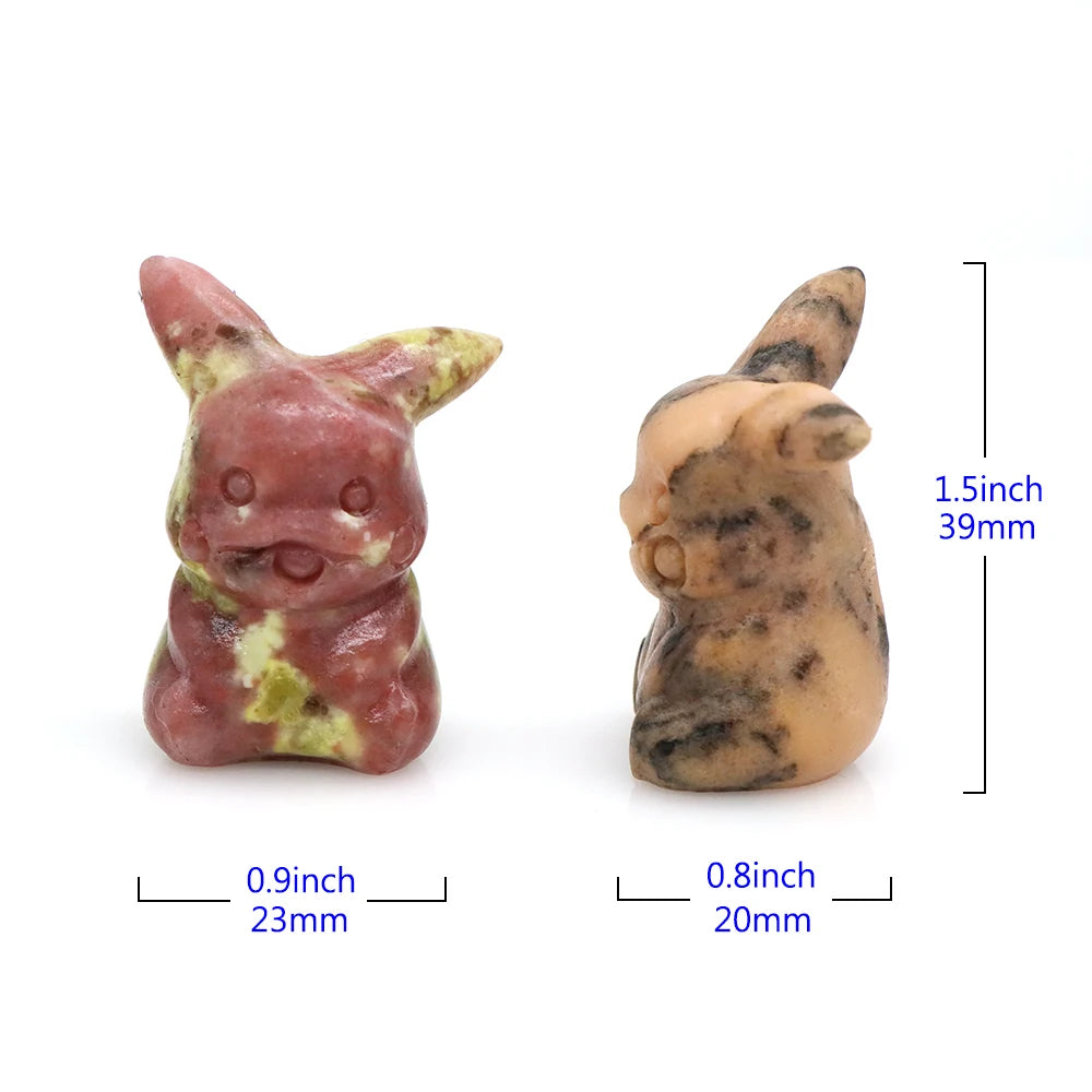 1.5" Cartoon Animal Statue Natural Stones Crystals Rose Quartz Opalite Gemstone Carved Figurine Children Christmas Gift Decor