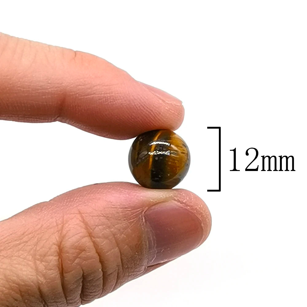 12mm Natural Stone Round Ball No hole Gems Beads Crystal Healing Sphere Amethyst Agate Tiger Eye Quartz  For Jewelry Making Diy