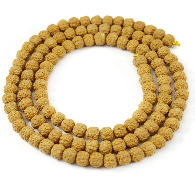 1 Strand Natural Rudraksha Mala 108 Beads 6/8/10/12mm Rudraksha Prayer Beads for Jewelry Necklace Bracelet Making Accessories