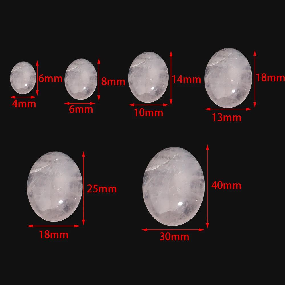 2-10Pcs Rose Quartz Cabochon Beads Loose Flat Back Cabochon Spacers Beads Oval Bead For DIY Jewelry Wholesale