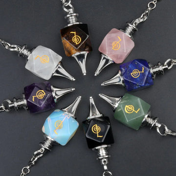 Square Energy Spirit Pendulum Reiki Natural Stone Pendant Magnetotherapy Repair Healing For Jewelry Making Accessories Necklaces