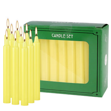 Yellow 40 Pcs 4Inch Rod Wax, Drip-Free, Smoke-Free, Fragrance-Free, Home Dinner Candles, Hand-Pulled, High-Quality, Suitable for Church, Family, Weddings, Parties, Seasonal Celebrations, Emergency Situations and Home Decorati