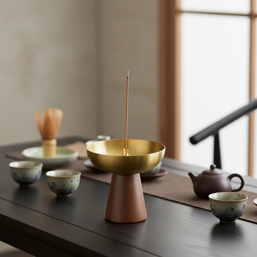 Stainless Steel Incense Burner Brass Gourd Incense Holder with Ash Catcher for Yoga Spa Meditation Home Decor