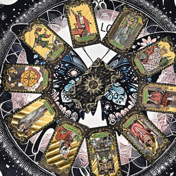 Black Gold Gilded Mystic Tarot Deck, 12*7cm Divination Tool with Luxury Finish 78 Pcs Waterproof Cards Based on Rider System
