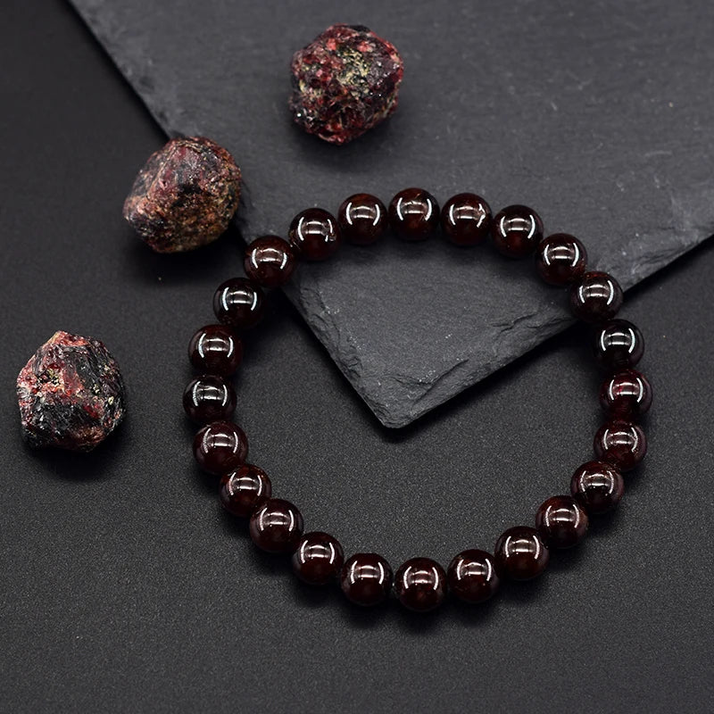 5A Natural Garnet Stone Femme Wine Red Bead Bracelet Women Bangle Men Bracelet Lucky Energy Healing Jewelry Valentine's Day Gift