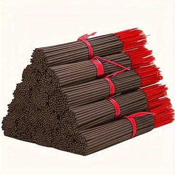 100 Japanese Sandalwood Incense Sticks - 32.5cm Long Exotic Incense Sticks with Red Tips, Bamboo Sticks for Yoga, Meditation, and Positive Energy, 45-60 Minutes Burning Time, Natural Wood Design, Meditation Accessories, Styli