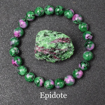 Geniune Natural Epidote Zoisite Stone Bead Bracelet Femme Quartz High Quality Round Gems Beads Elastic Bracelets Women Jewelry