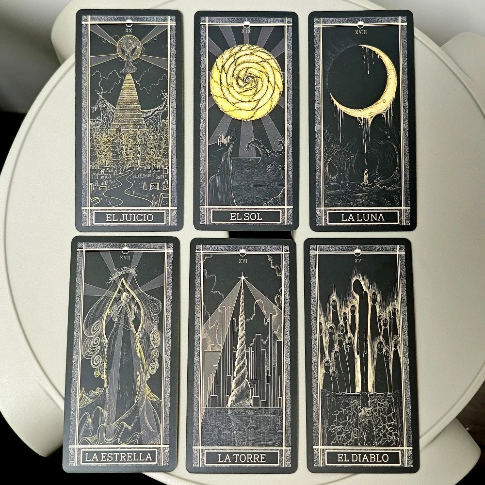 Kinner Tarot Deck A Cosmically Inspired Hand-drawn Complete 78 Card Traditional Tarot Deck In Spanish/English Language 11*5.3cm