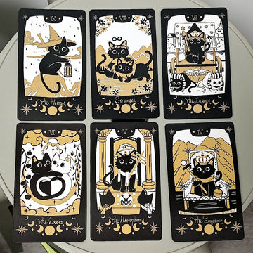 Adorable Cat Tarot Deck 10.3*6cm, 78 Cards Deck Black