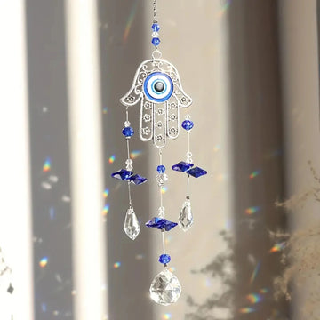 1Pc Evil Eye Moon Tree of Life Crystal Suncatcher Pendant for Home Indoor DIY Wind Chime Hanging Window Decoration Pendant