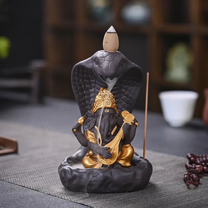 Snake God Elephant Head God Ganesha Reflux Incense Burner Decoration Diffuser Southeast Asian Statue Incense Pedestal Crafts