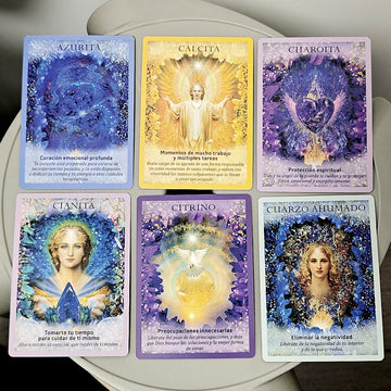10.5*7.5cm Spanish Edition Crystal Angels Oracle Deck 44 Pcs Oracle Cards