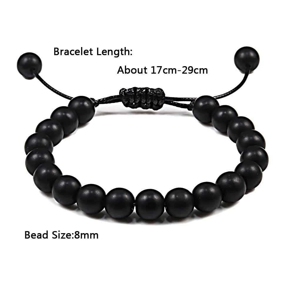 8mm Natural Tiger Eye Beaded Bracelet For Men Personalized Volcanic Stone Howlite Onyx Adjustable Chain Couple Women Wristlet