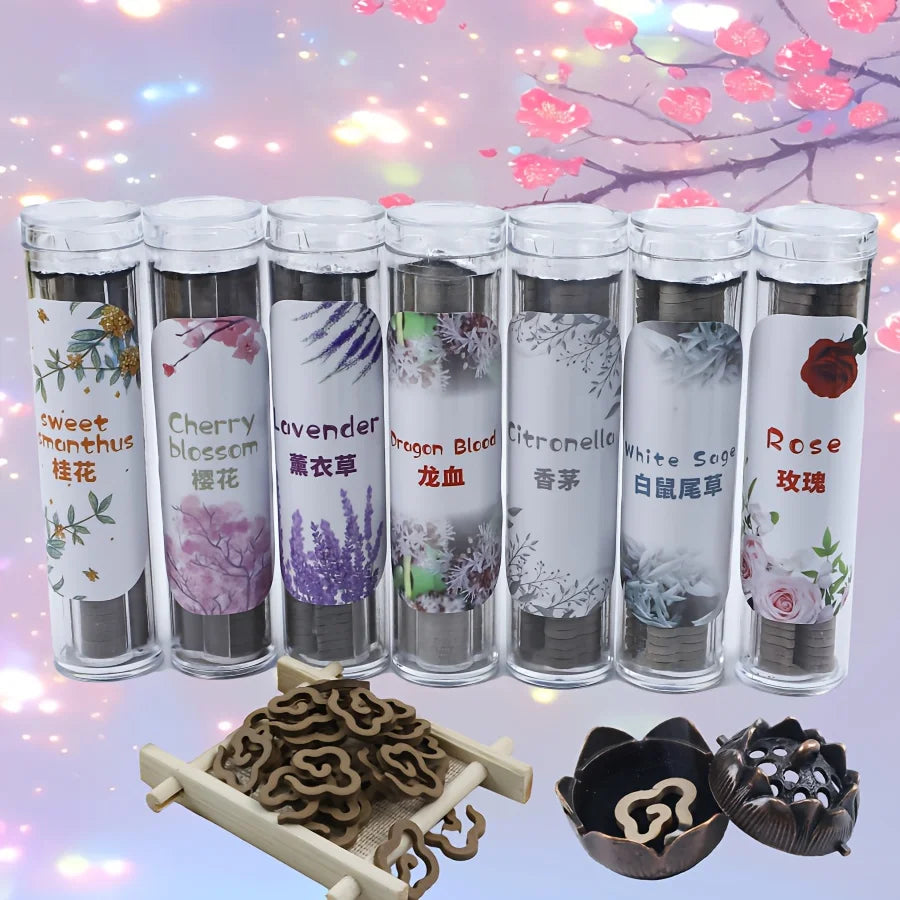 One Tube Contains Approximately 41 Pieces of Romantic Cherry Blossom Incense, Each Piece Burns for about 30 Minutes. Indoor Bathroom Incense, Very Suitable for Home Use, Yoga, Meditation, Parties, Decoration and Creative Gift