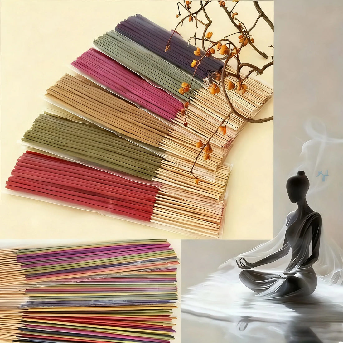 6 Sets of Approximately 150/300/600 High-Quality Incense Sticks - Including Shrubs, Lavender, Lemongrass, Dragon's Blood, Rose, Jasmine, Lemongrass, Suitable for Purification, Yoga Meditation, and Home Use - Perfect Gift with