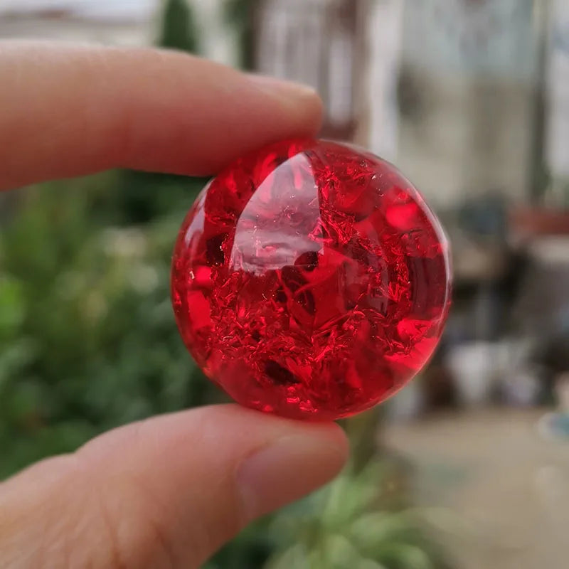 Crystal Ice Crack Ball Water Fountain Bonsai Glass Sphere Home Decoration Ornaments Feng Shui Figurine Marble Magic Gifts