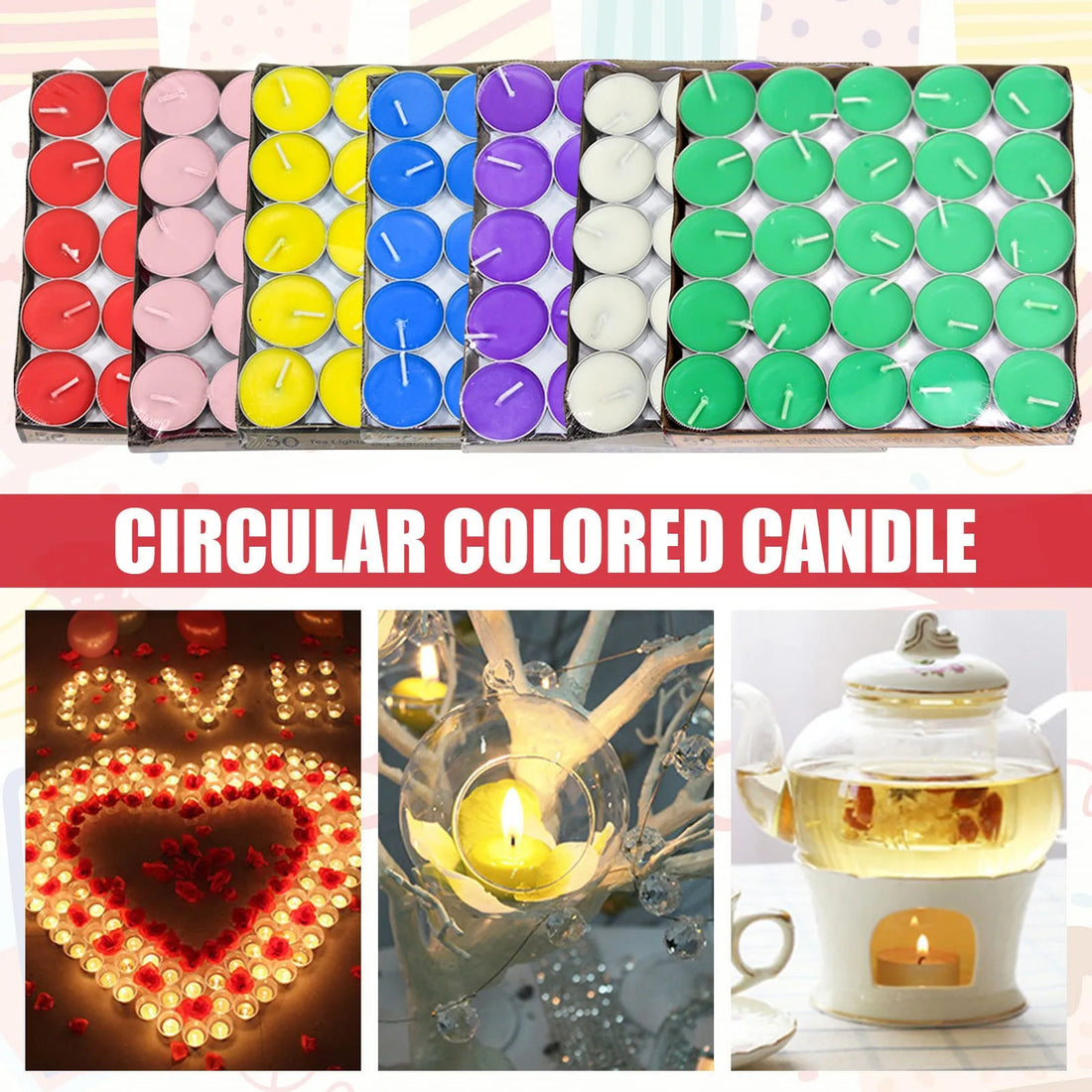 50pcs Round Aromatherapy Candle Birthday Romantic Smokeless Atmosphere Gift Props Wedding Decoration Tea Candle Light Tea Wax