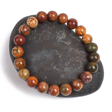 Natural Picasso Jaspers Bracelet Red Turquoise Round Stone Beads Bracelets On Hand Unique Accessories Jewelry 4/6/8/10/12mm Size