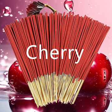 Handmade Cherry Fragrance Incense Sticks - 22.0cm Long-Lasting Artificial Wooden Incense, Safe and Non-Irritating for Indoor and Outdoor Use, Feather-Free Yoga and Meditation Decoration, Suitable for Camping, Travel, Courtyar