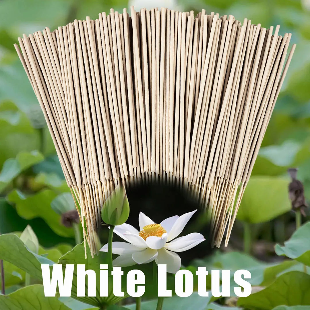 20/100/222/410 Pieces of High-Quality Off-White 8.7-Inch White Lotus Incense Sticks, Natural Materials, Lotus Scent, White Lotus Symbolizes Holiness, Divinity, and Cleanliness Essential Bamboo Stick Incense for Home