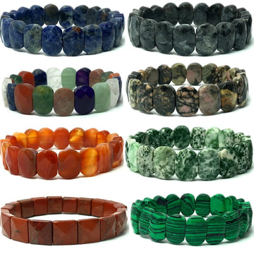 Multi-faceted beads 10x20mm bracelet Natural stone bracelet, agate, crystal quartz Simple bracelet Birthday Christmas Gifts