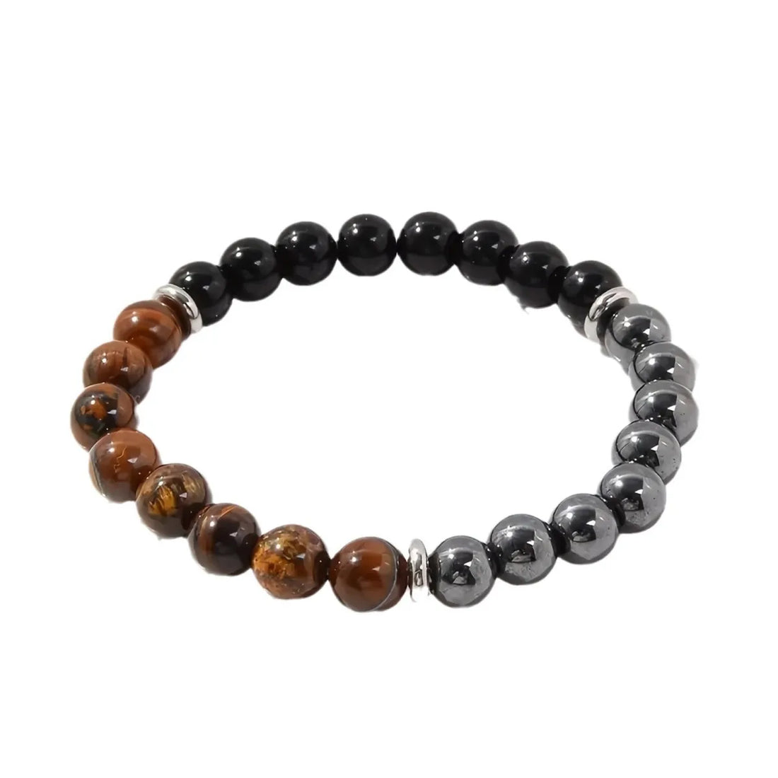 Triple Protection Bracelet:Tiger Eye, Black Obsidian, & Hematite 8mm Round Protection Crystals (Gemstone Stretch Bracelet)