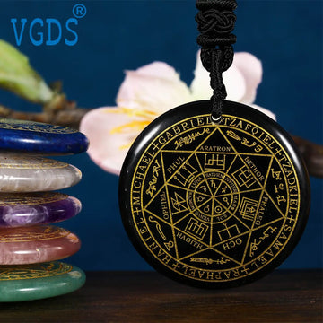 Natural Crystal Quartz Seven Archangels Amulet Necklaces Michael Men Seal of Solomon Talisman Necklace Protection Jewelry Collar