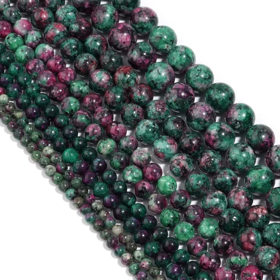 Natural Epidote Stone Beads Red Green Clinozoisite Round Loose Gem Bead for Jewelry Making DIY Bracelet Findings 4/6/8/10/12mm