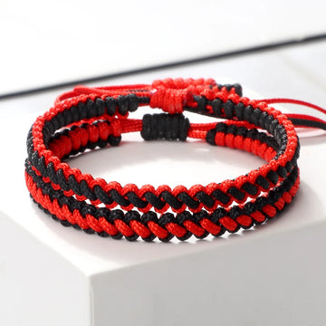2pcs Tibetan Buddhist Bracelets Multicolor Rope Chain Braided Lucky Thread Handmade Knot Bracelet & Bangle for Women Men Jewelry