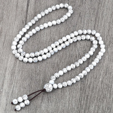 Fashion Black Line Pine Stone Necklace Natural 6mm Stretchable 108 Mala Beads Handmade Men Bracelet Yoga Meditation Jewelry Gift