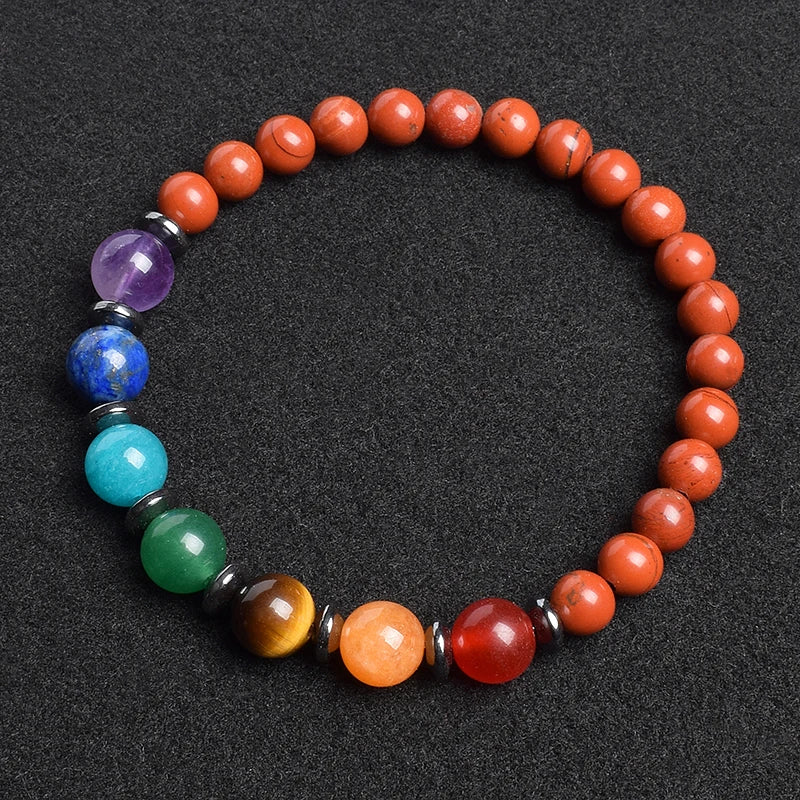 7 Chakra Bracelet Natural Gem Stone Beads Bangle Women Crystal Healing Anxiety Jewellery Mandala Yoga Meditation Bracelets Gift