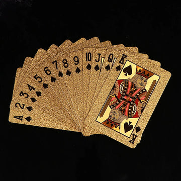 24K Gold Foil Waterproof Poker Card Euro Style Plastic Playing Cards Family Table Games  Magic Holiday Collectibles Party Gifts