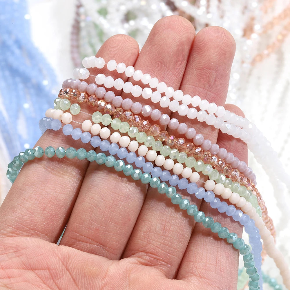 120pcs/lot Crystal Glass Rondelle Beads Austria Faceted Round Loose Spacer Beads
