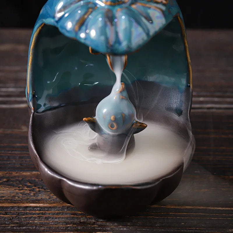 Ceramic European American statue backflow incense burner, creative beauty elephant backflow incense pedestal fragrance diffuser