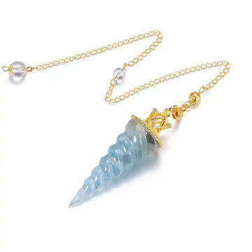 Resin Pendulum for Divination Reiki Gold Color Crystals Chip Healing Point 7 Chakra Aquamarines 7 Chakra Spiritual Pendulos X240