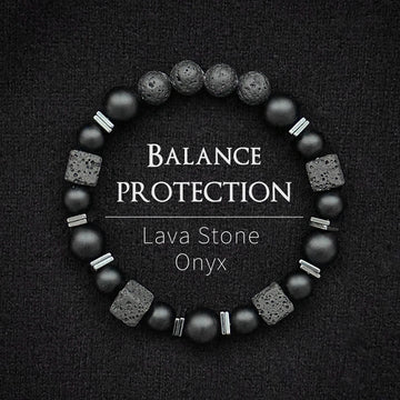 Natural Matte Black Onyx with Cube Lava Bracelet,Balance Bracelet, Natural stone Bracelet,gift for man/boyfriend,1pc