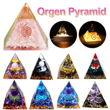 Natural Stone Crystal Orgonite Pyramid Healing Energy Generator Home Office Decor Gem Healing Gemstone Energy Mineral Craft