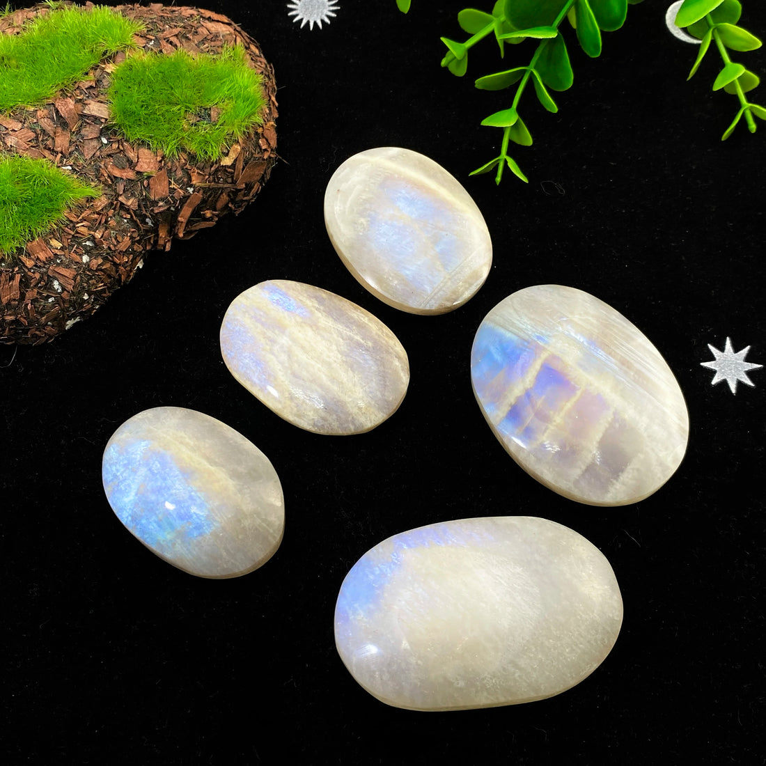 Random 1PC Moon And Sun Moonstone Polished Palm Stone,Stone Collections,Excellent Gifts,Friend Gift,DIY Deco,Room Deco