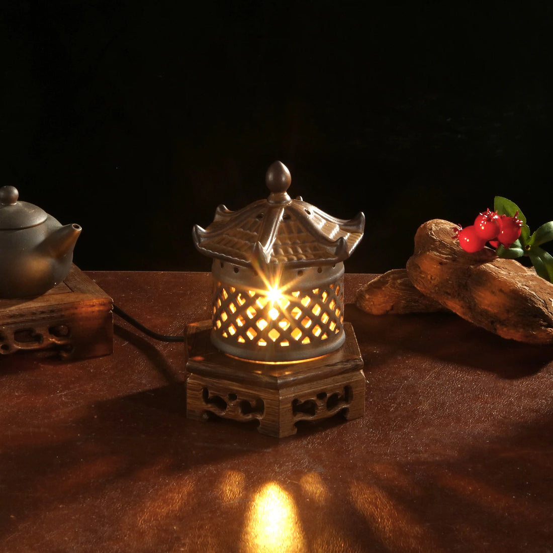 220V Electronic Incense Burner Ceramic Essential Oil Burner Timing Adjustable Temperature Sandalwood Agarwood Incense Burner