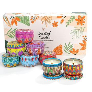Scented Candle Set 8 Pack Tin Candles Long Lasting 15 Hours Natural Soy Aromatherapy Wax Home Scented Candle For Scented Gift
