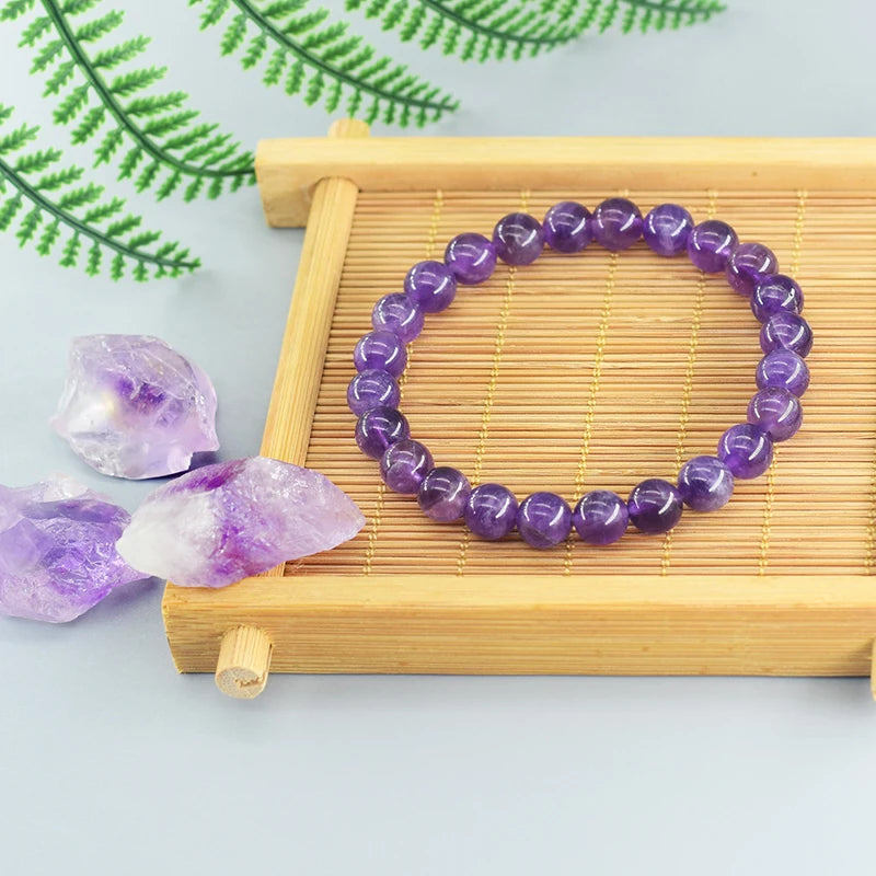 Amethust Bracelet Made of Real Natural Stone Beads Body-Purifying Geniune Amethyst Natural Crystal Bracelet for Women Pulsera