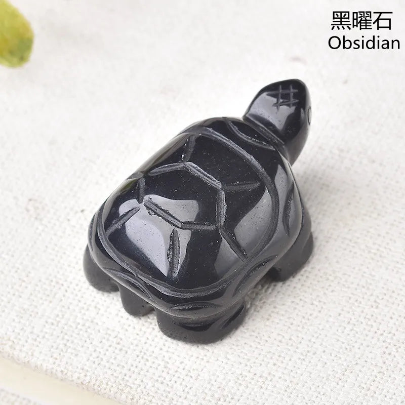 Hand Carved Turtle Figurine, Natural Stone, Jade Mini Tortoise, Crystal Craft, Chakra, Home Decor, 1.5"