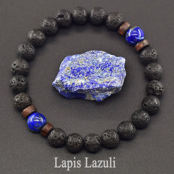 Real 5A Natural Lapis Lazuli Stone Beads Bracelet Homme Volcanic Lava Elastic High Quality Energy Healing Jewelry for Women Gift