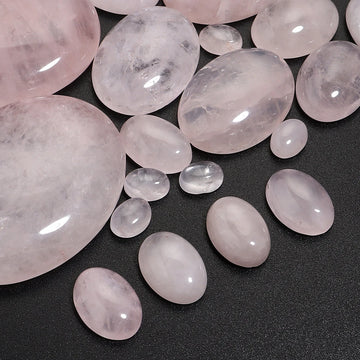 2-10Pcs Rose Quartz Cabochon Beads Loose Flat Back Cabochon Spacers Beads Oval Bead For DIY Jewelry Wholesale