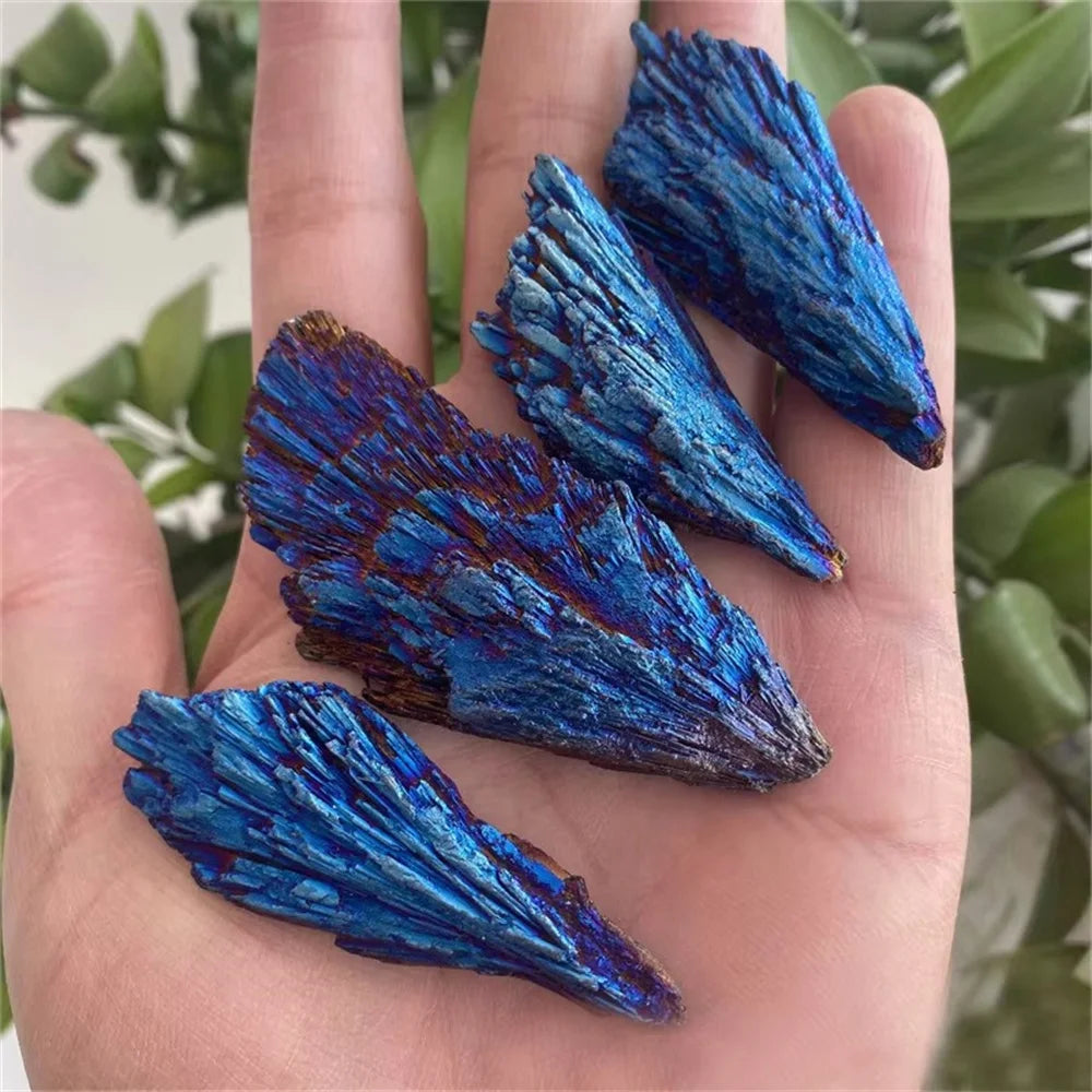 Natural Blue Feather Crystal Cluster Tourmaline Quartz Stone Irregular Energy Stone Blue Flame Crystal Cluster Mineral Specimen