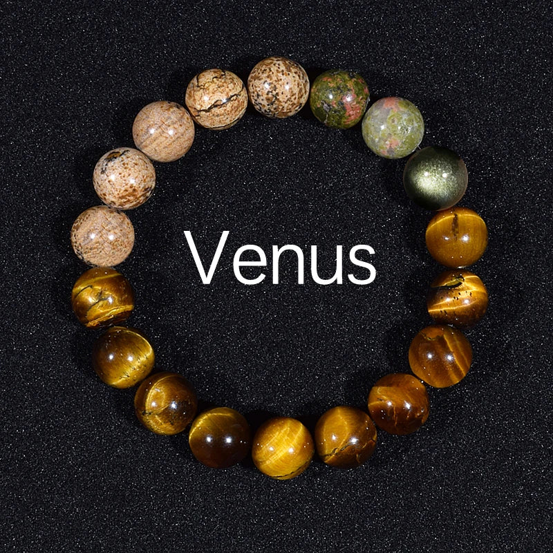 Eight Planets Bracelets Natural Stone Bead Universe Solar System Bracelet For Men Women Handmade Jewelry Chakra Yoga Bangle Gift