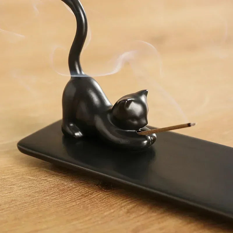 1pc,Home Decor Incense Burner Cute Cat Lovely Rabbit Incense Stick Holder Ceramic Handicraft Girl Friend Gifts- Without Incense