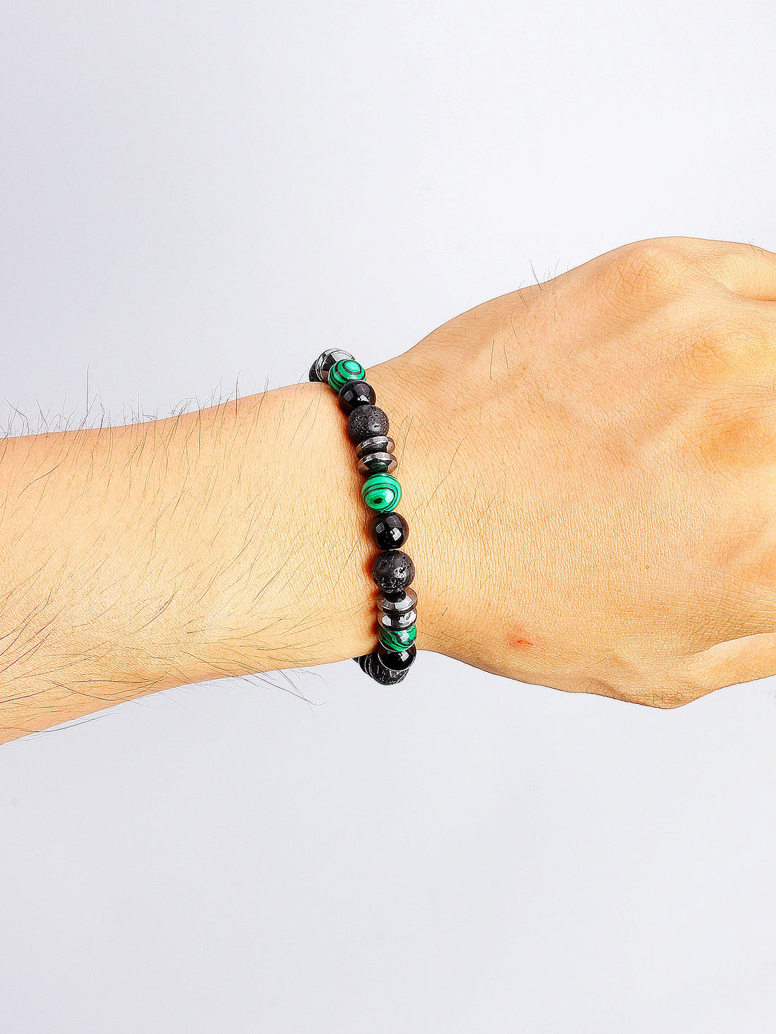 Natural Stone Healing Bracelet with Green Malachite Onyx Volcanic Lava Beads for Energy Balance Reiki Therapy Charm Jewelry Gift